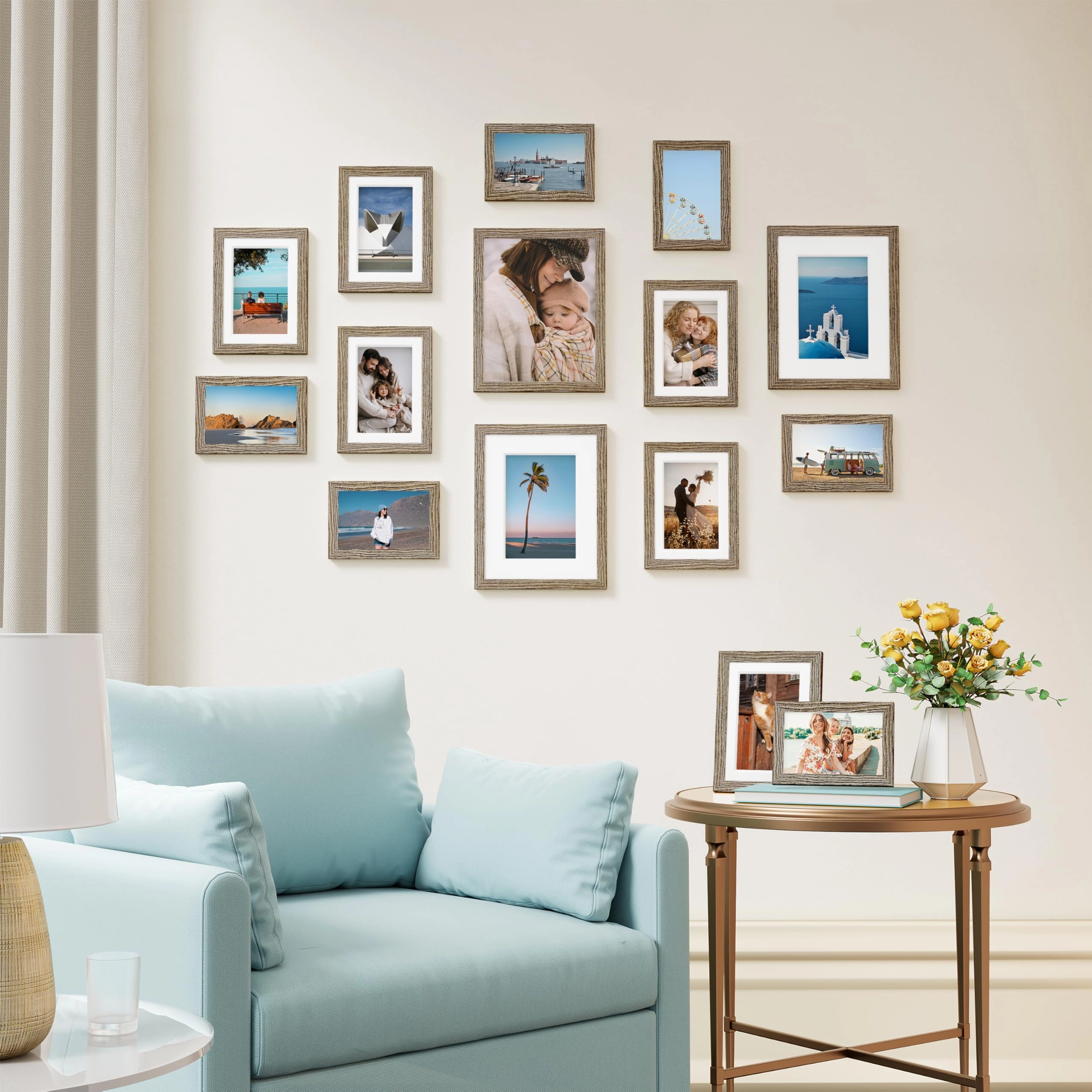 Picture Frames Set - 10 Pack Rustic Grey