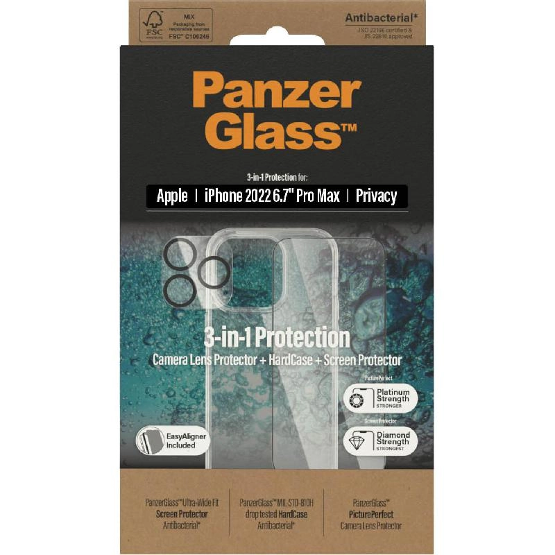 Privacy 3-in-1 Hard Case + Privacy Tempered Glass + Camera Lens Protector Case for iPhone 14