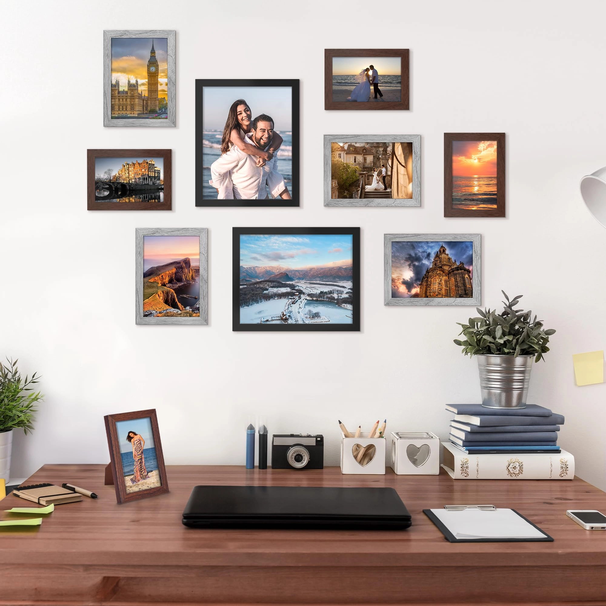 10 Pack Picture Frames - 8x10, 5x7, 4x6