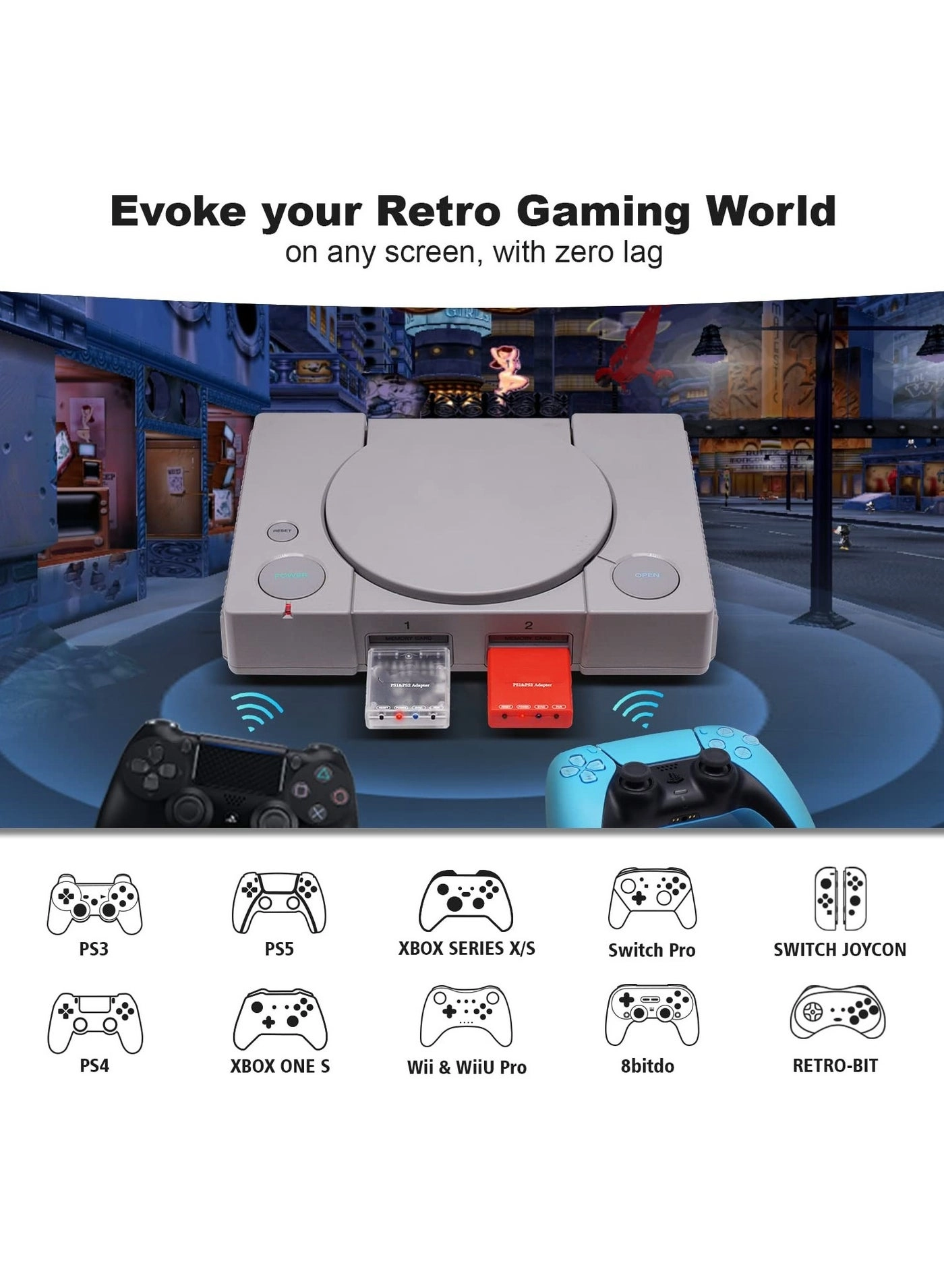 Wireless Controller Adapter - Wireless PS1/PS2 PS3 PS4 PS5 Xbox One S Series X/S Switch Pro