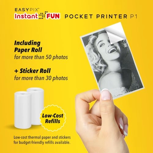 InstantFUN Pocket Printer P1 - Black and White Thermal Printing Portable