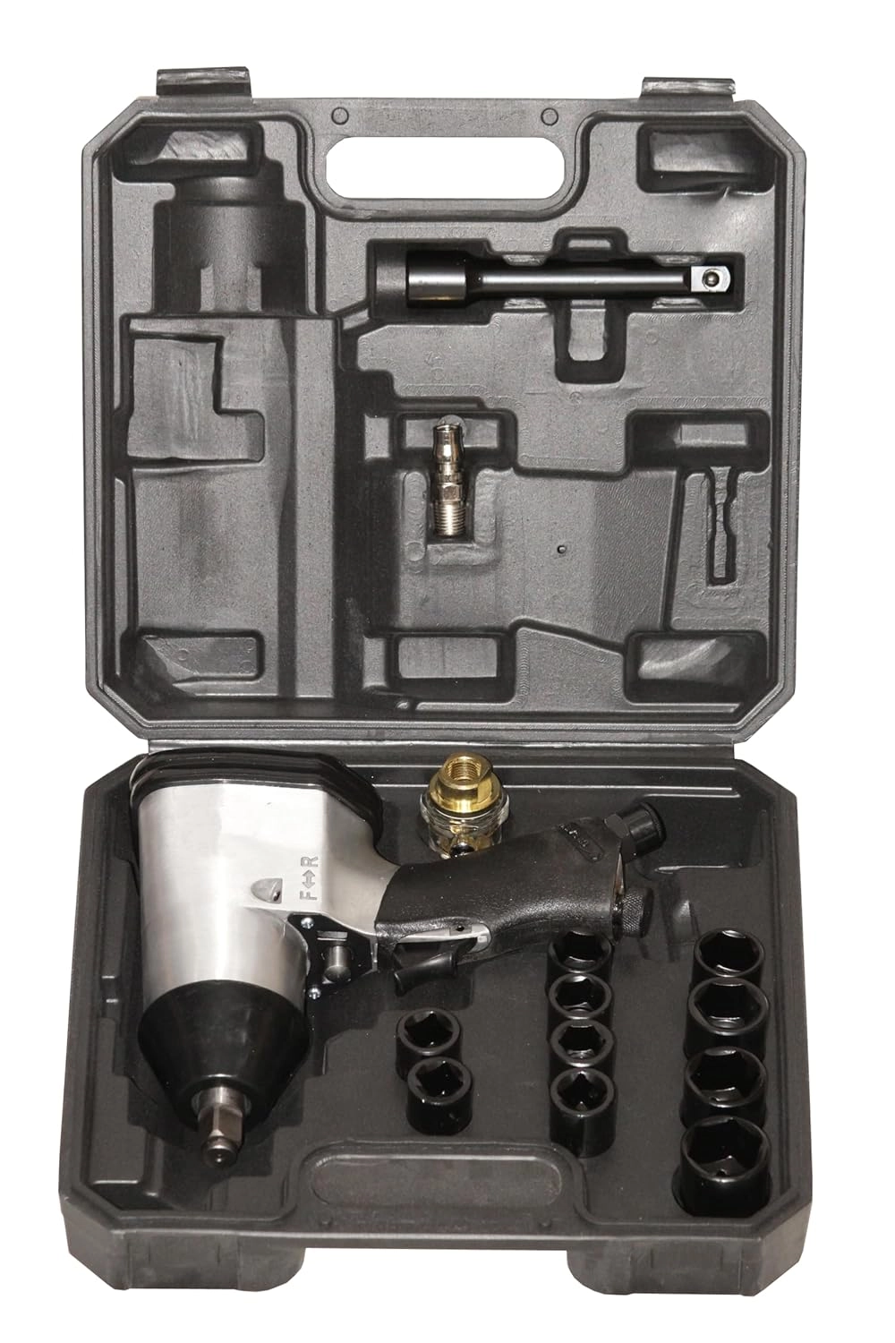 Pneumatic Impact Wrench - 12 + Air Blow Gun + Hammer - 200gm + Socket Set - 10pc + Extension Bar - 927mm + Mini Oiler + Air Nipple