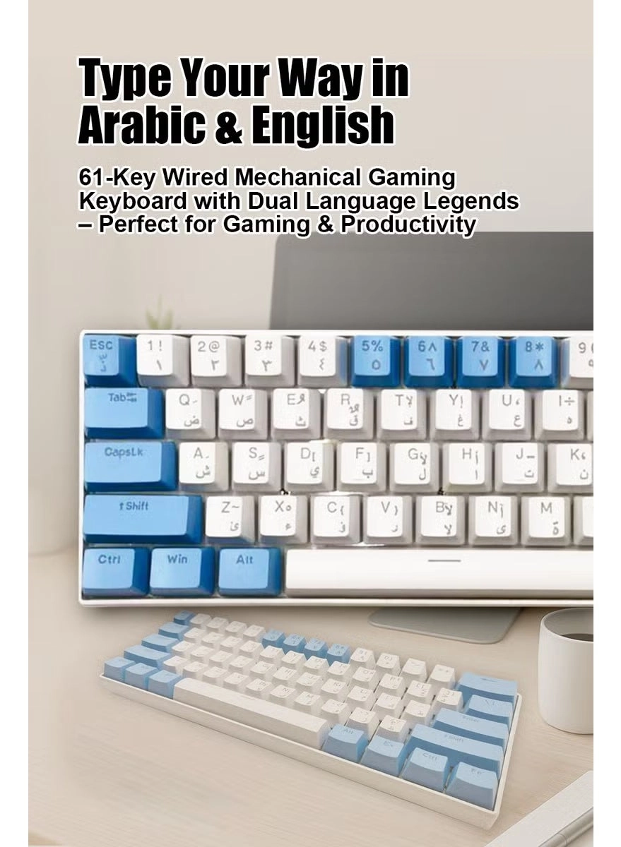 61 Keys Mechanical Gaming Keyboard - AR/EN Wired