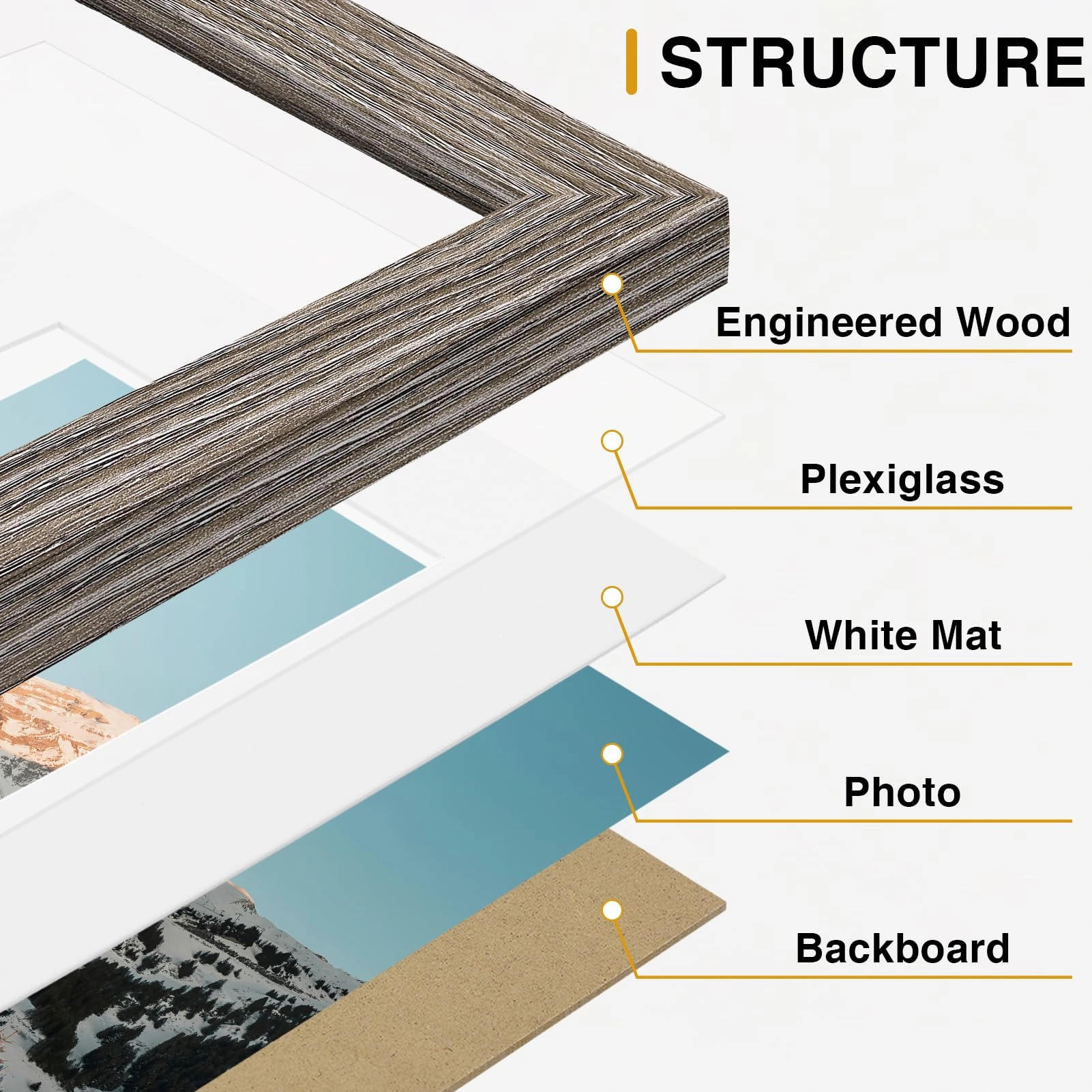 Picture Frames Set - 10 Pack Rustic Grey