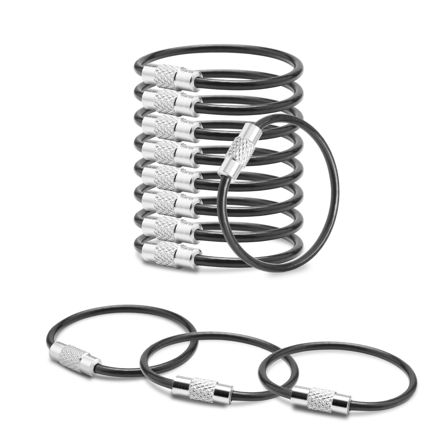 coobigo Cable Key Ring - 25 Pack 4 Inch