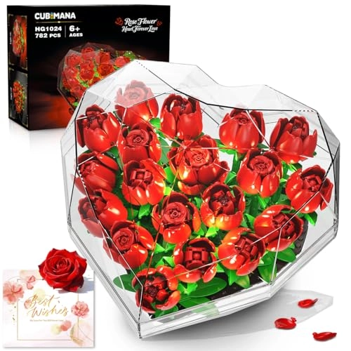 Forever Heart Shape Box Roses - with Light Red Kits