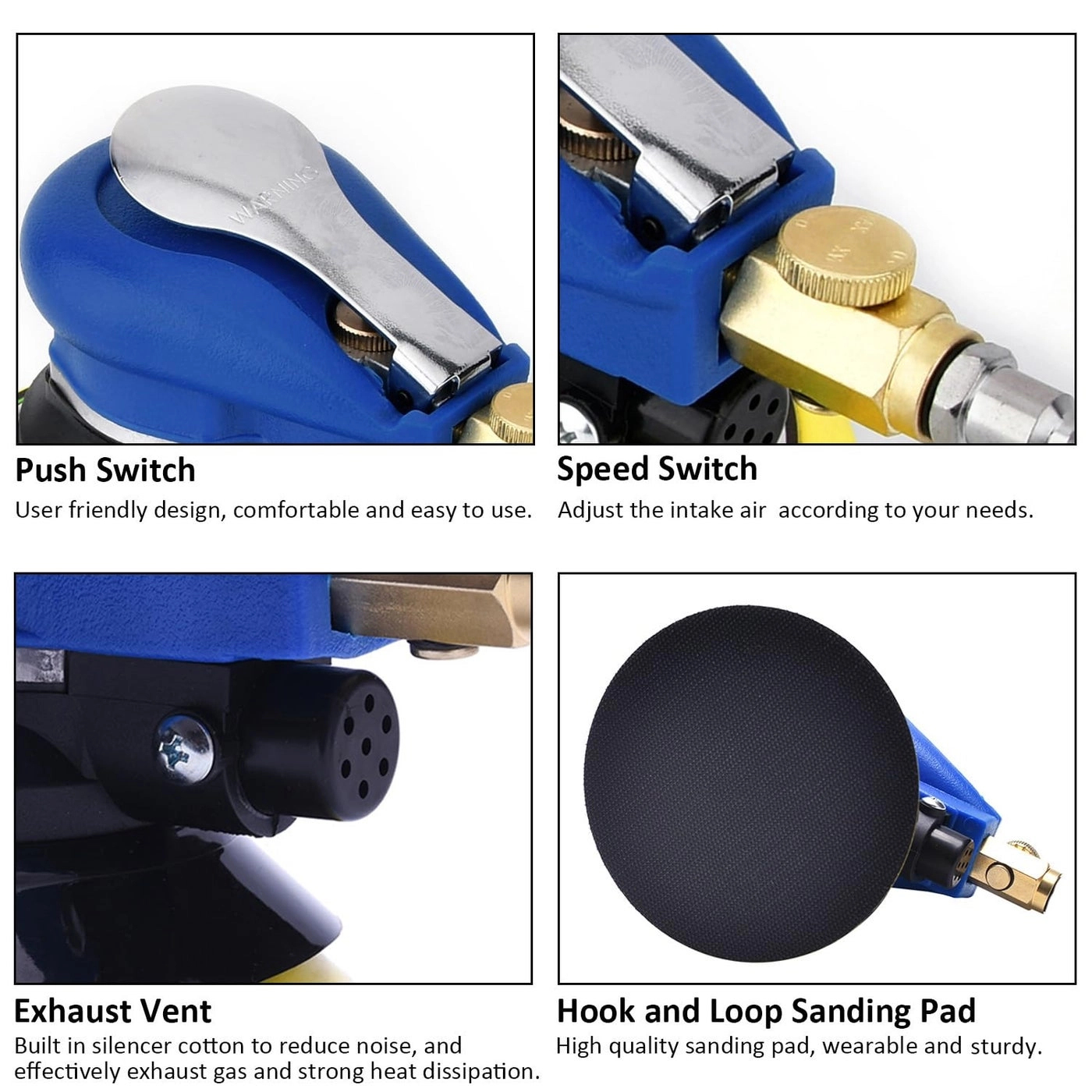 Air Random Obrital Sander - 5" Dual Action Hook and Loop