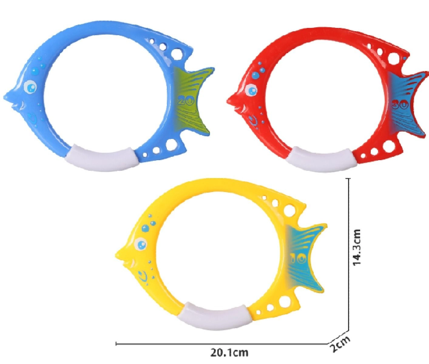 Diving Fish Ring Toys - 3pcs Multi Colour 3 +