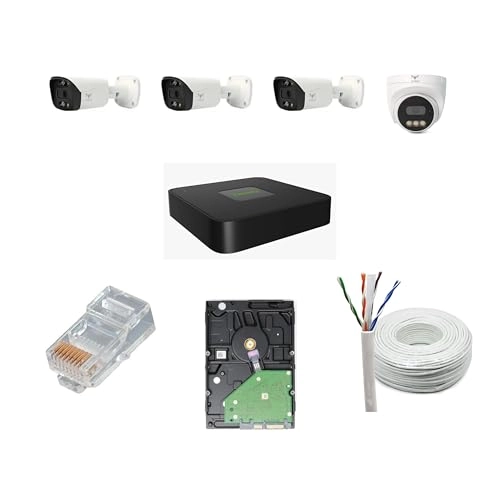 5MP IP Bullet Camera + IP Dome Camera + 4 Channel NVR + 4 Port POE + 1TB Hard Disk + Cat6 Cable 100 Meter + RJ45 Connector