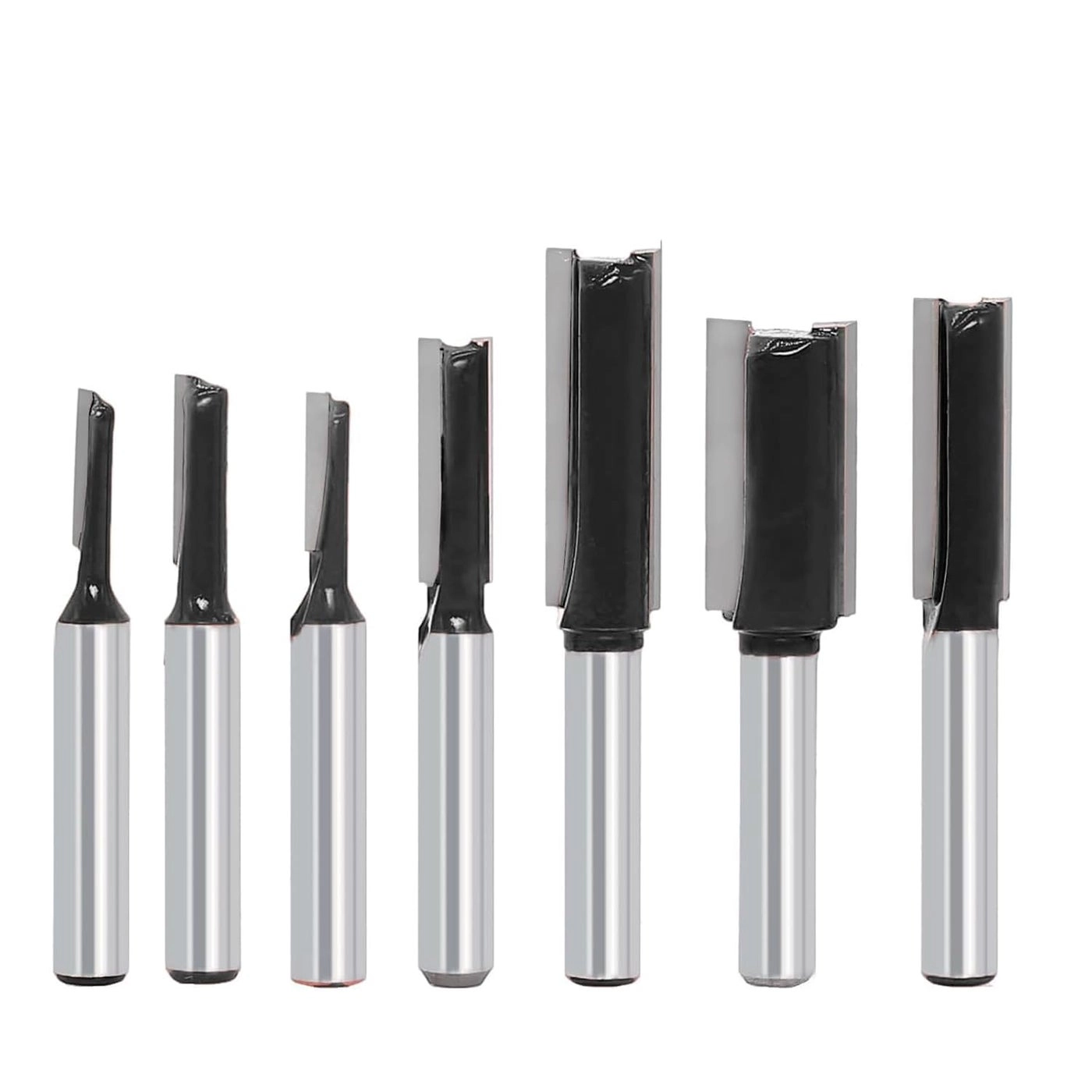 SICWOOD Straight Router Bit - 1/4 Shank 7Pcs