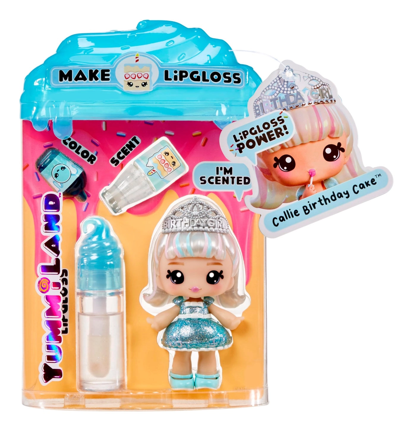 Callie Birthday Cake Lipgloss Doll - 4" DIY Lip Gloss Kit Ages 4+