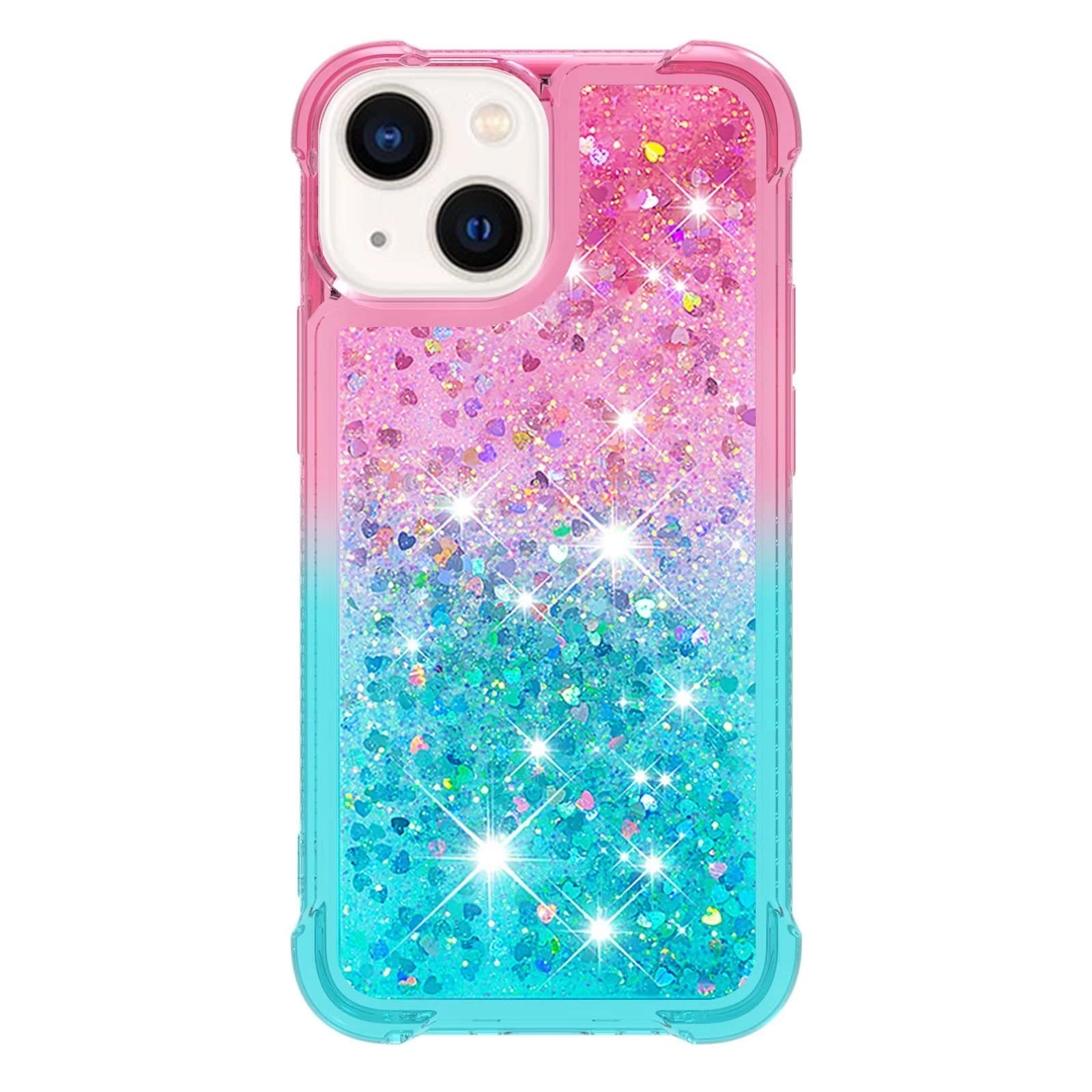 TTVV Miagon Glitter Moving Quicksand Flowing Cover Transparent Case for iPhone 13 Mini