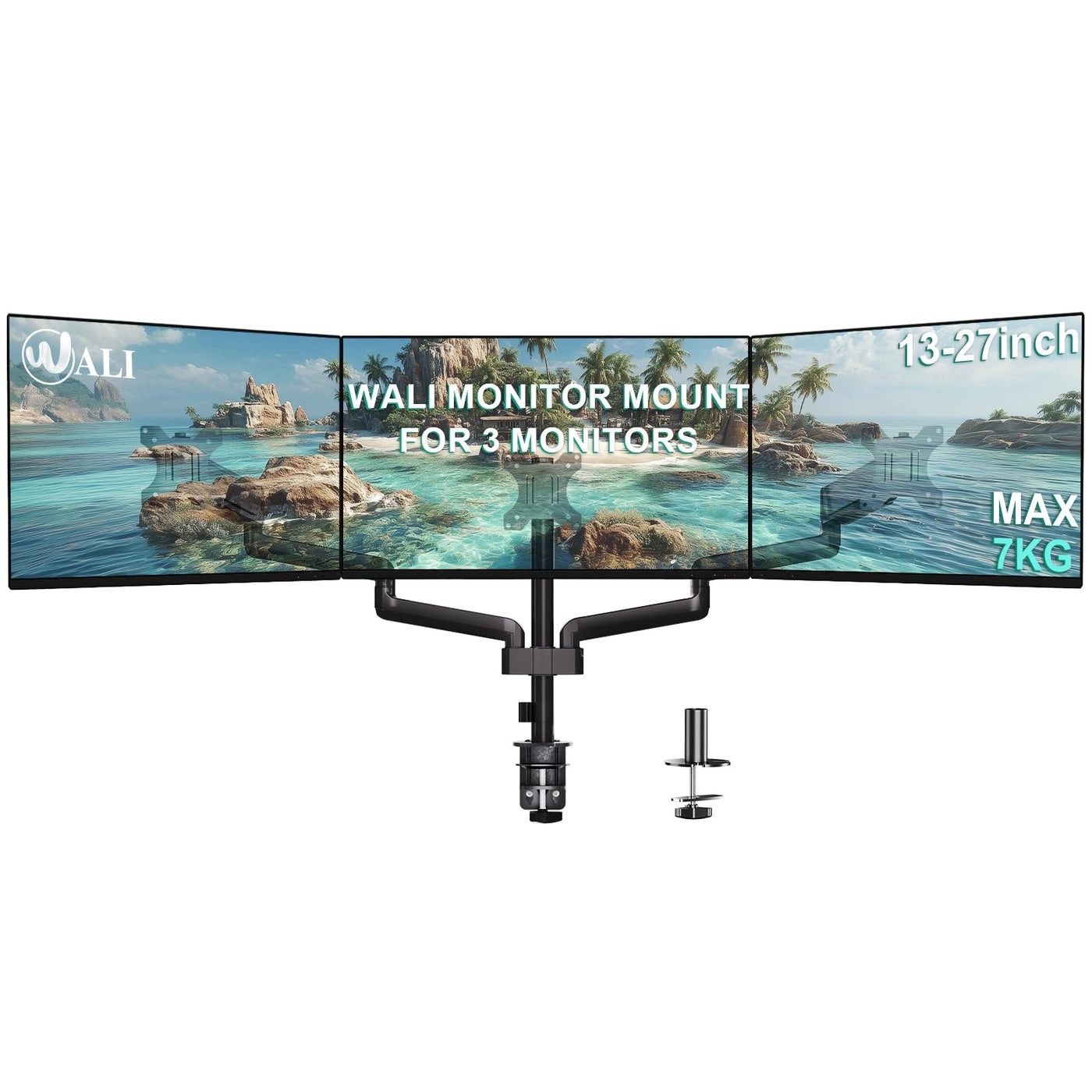 Triple LCD Monitor Desk Mount - 27 inch