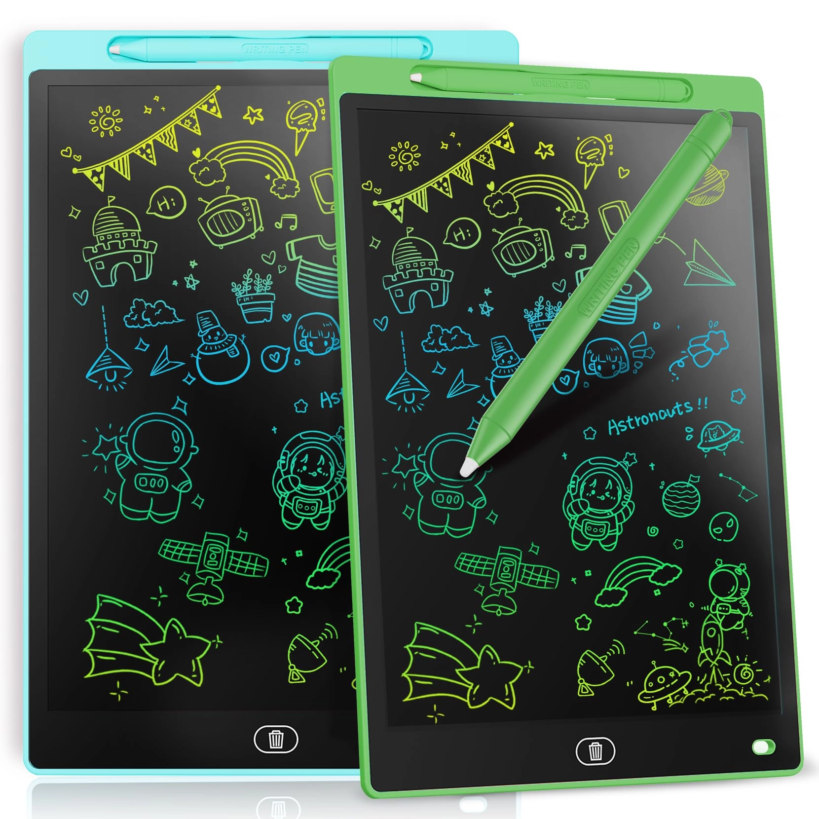 Genialba LCD Colorful Writing Graphic Tablet - 12 Inches Blue & Green Pack