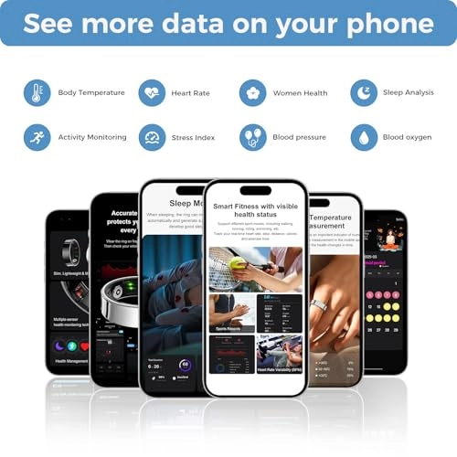 Smart Ring - Size 13 Silver Heart Rate Sleep Tracker