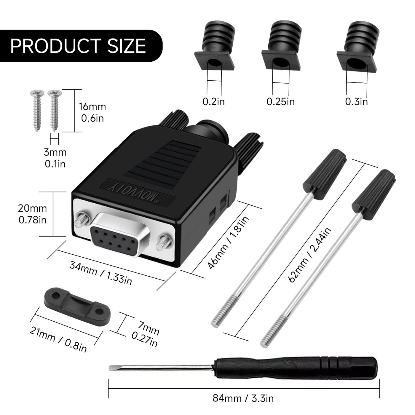 DB9 Breakout Connector - 9 pin RS232 Solderless