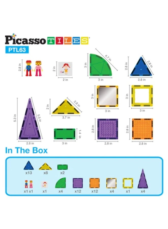 Brick Block Magnetic Building Block Set - 2 Character figures Construction 63pcs