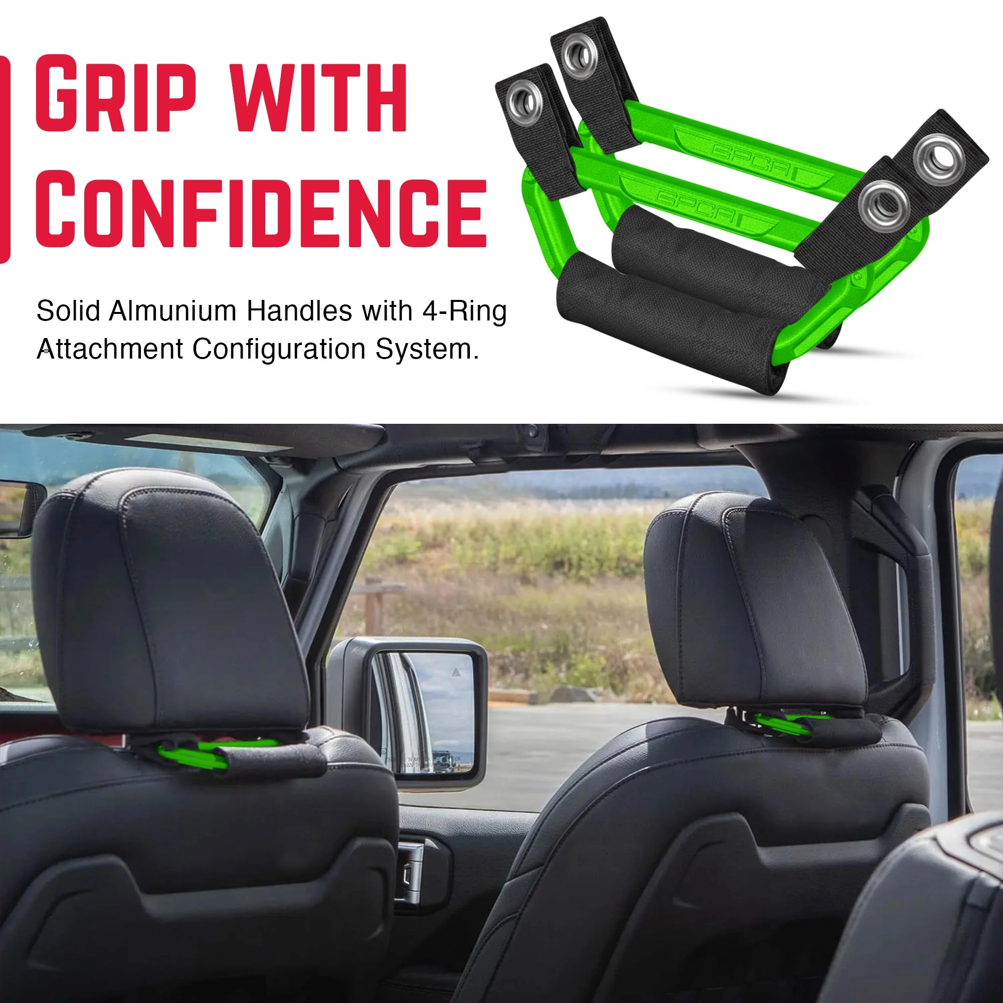 BackGrip Pro - 2-Pack Billet Silver Headrest Handle