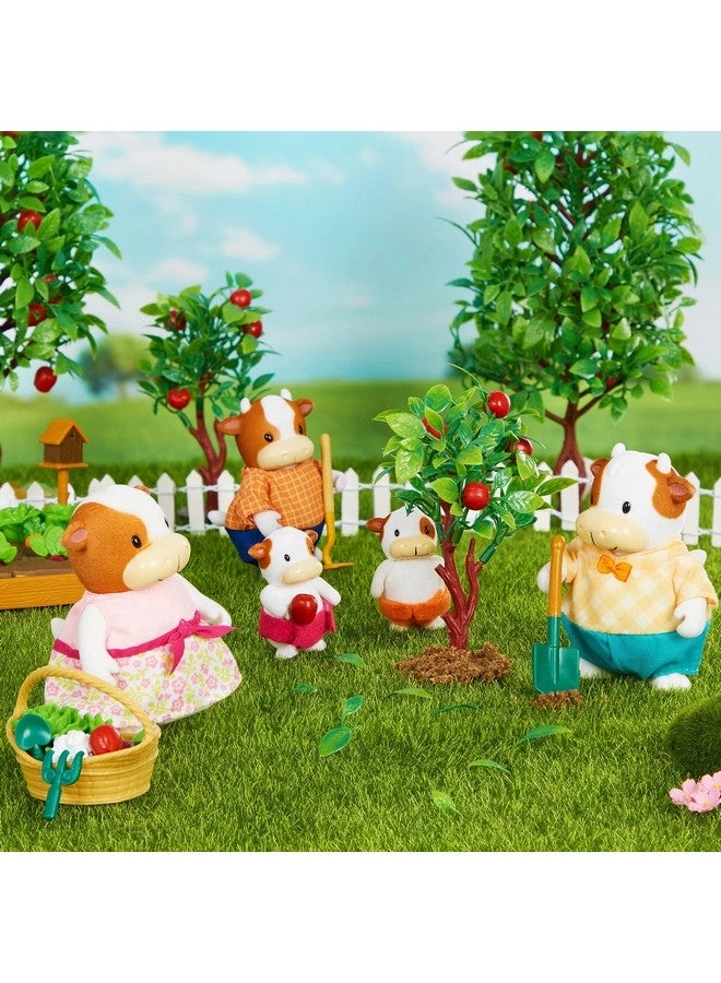 The FitzMoo Cow Family - Flocked Collectible Posable Cow Figures 7 pcs