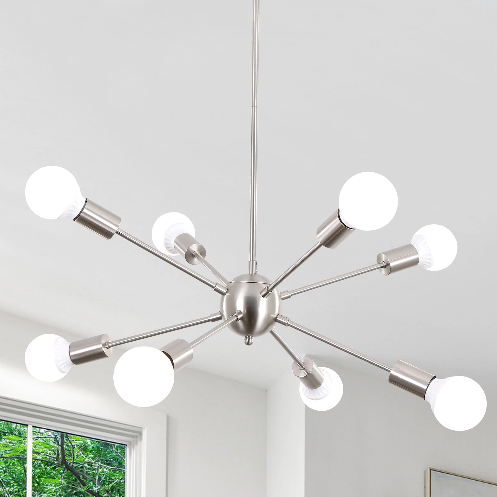 Sputnik Chandelier - 8 Lights Nickel