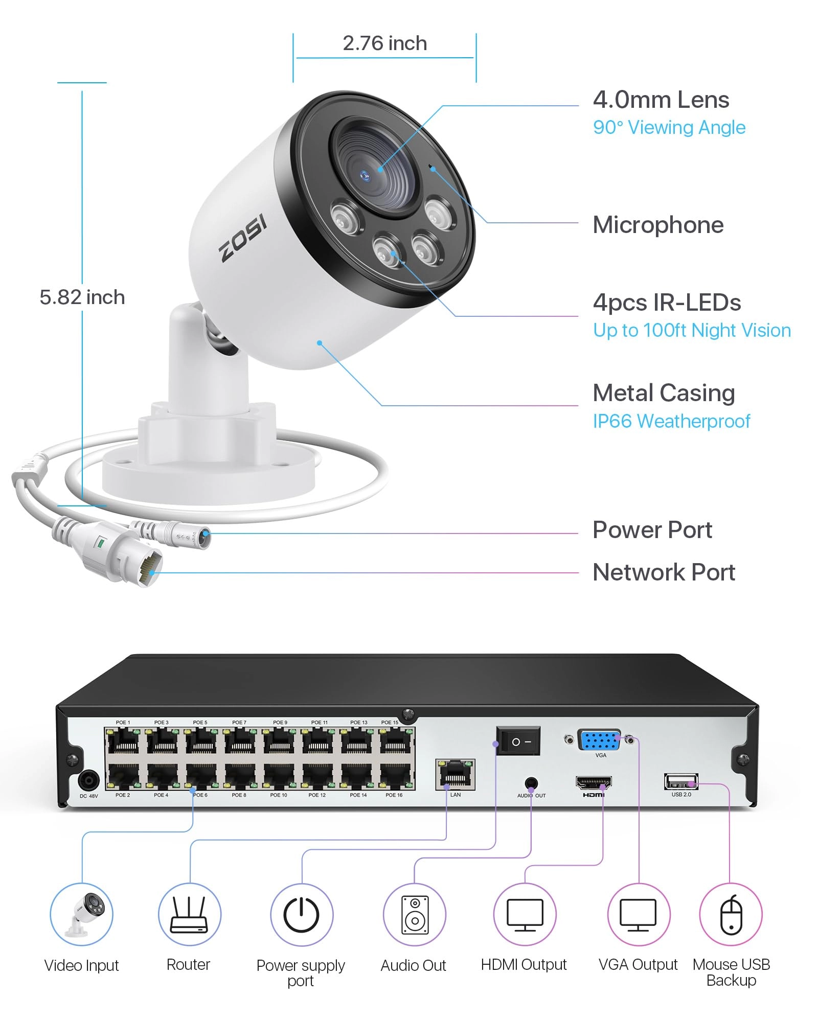 16HK-1804W16-40-US-V2 - 16pcs 16CH 4MP