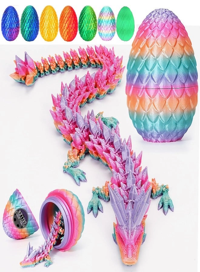 YILCER 3D Printed Dragon Easter Egg - Mystery Crystal Articulated Fidget Toy Surprise Prefilled