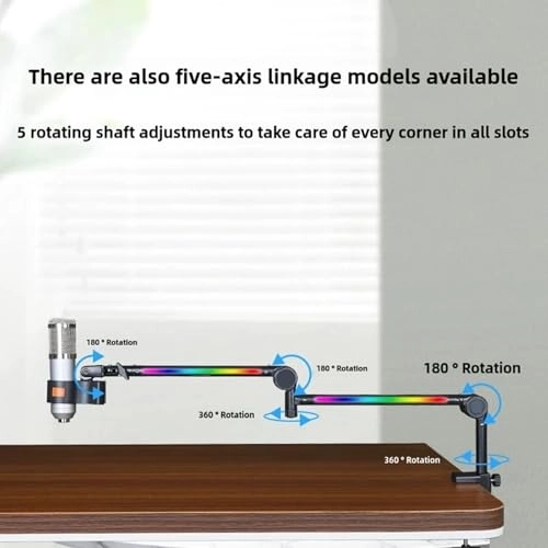 Microphone Boom Arm - With Light Multi Directional Adjustable