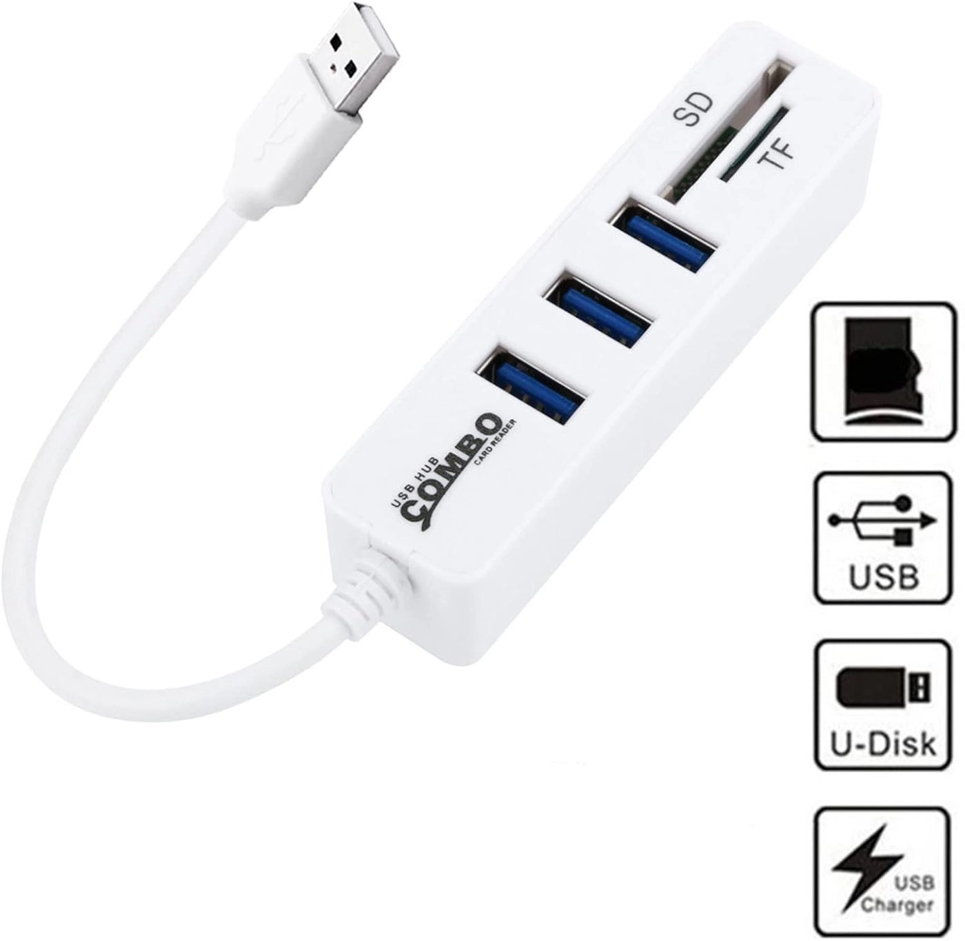 USB Hub Adapter - 3 Port USB 2.0 TF/SD Card Reader 480Mbps