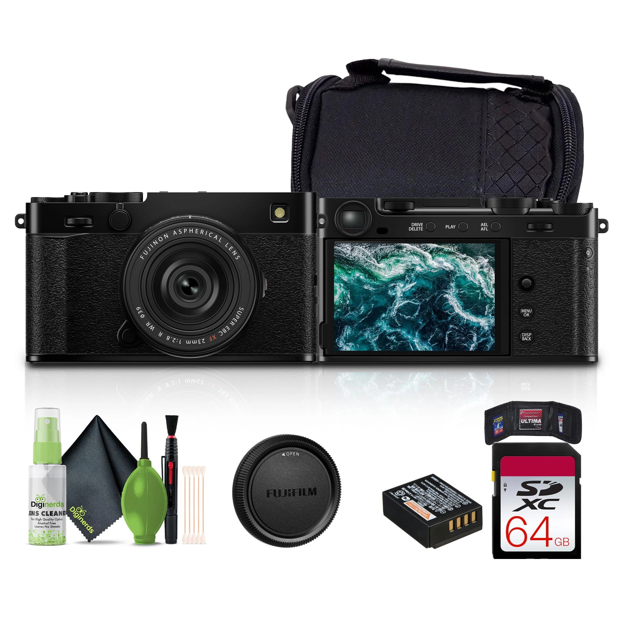 X-E5 + UHS-II SDXC Memory Card + Carrying Case + Cleaning Kit + Memory Card Wallet + USB Card Reader