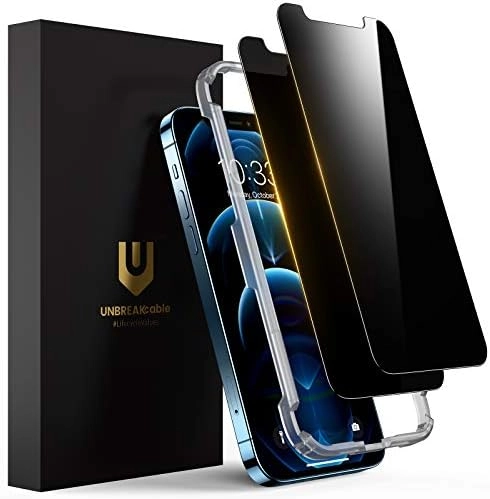 UNBREAKcable Tempered Glass Privacy Screen for iPhone 12/12 Pro - Pack of 2