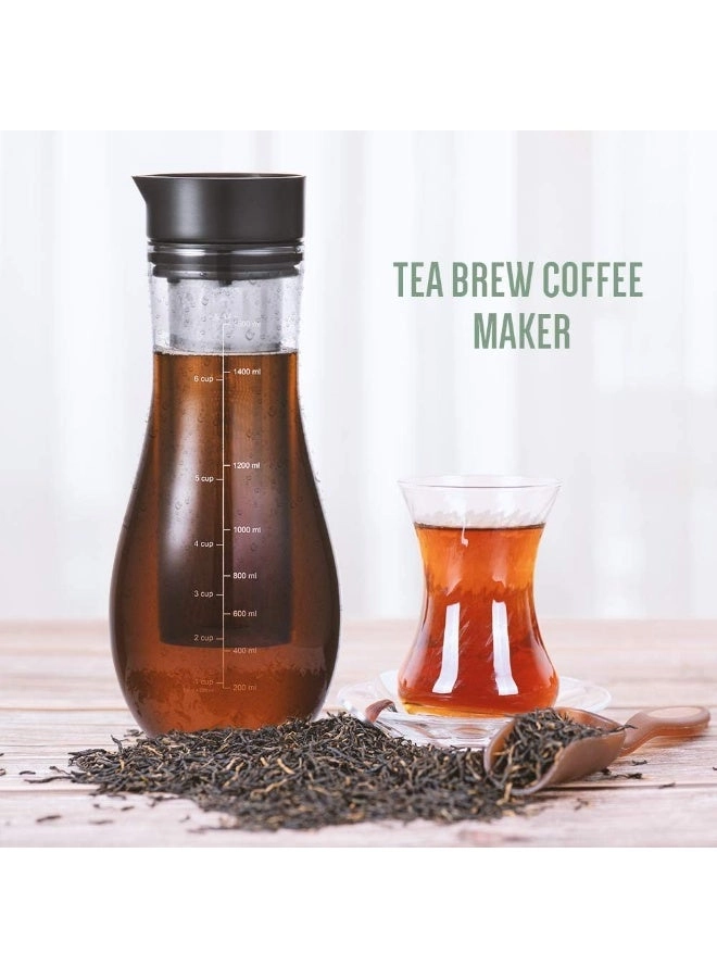 Cold Brew Pitcher - Airtight Glass Removable Stainless Steel Filter