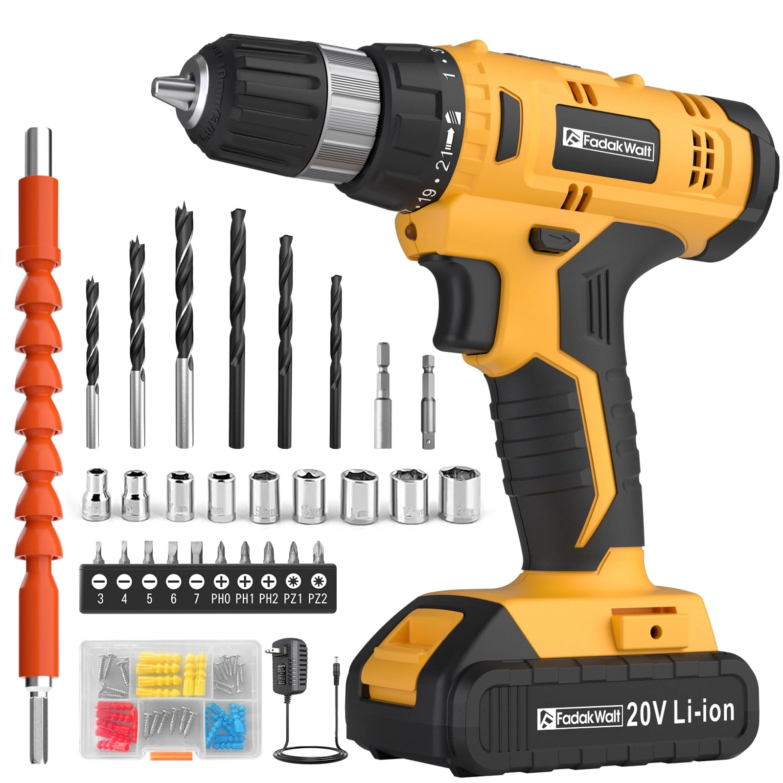 Cordless Drill Set - 2 Amp Hours 20 Volts