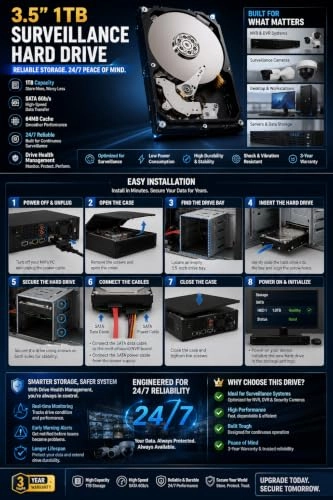 3.5" 7200rpm 64MB SATA 6Gb/s (TZ-NVR-8) - 1TB