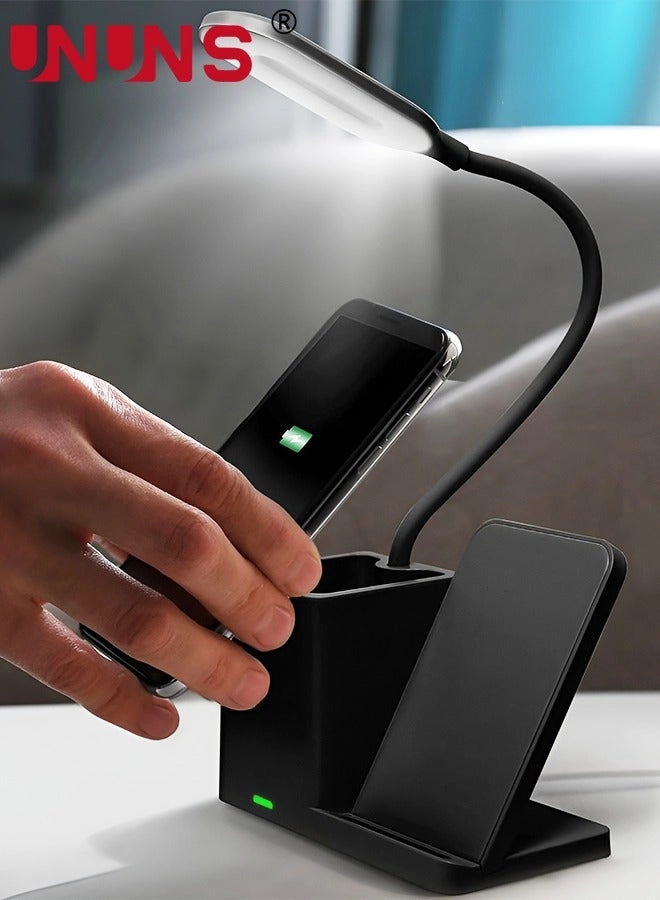 Desk Lamp - Wireless Charger Pen Holder 3 Color Modes