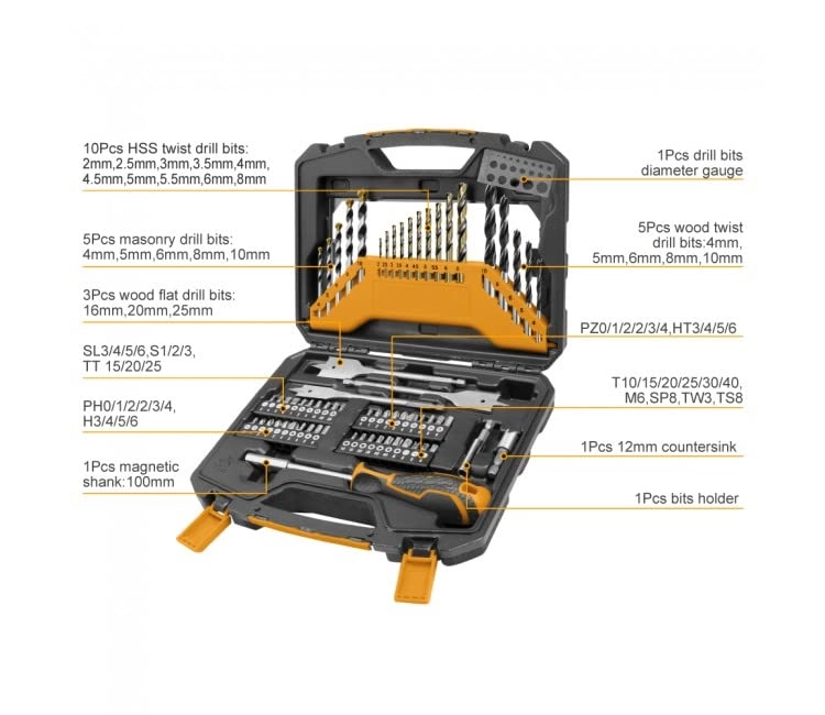 Tools Accessories Set - 67Pcs Masonry drill bits