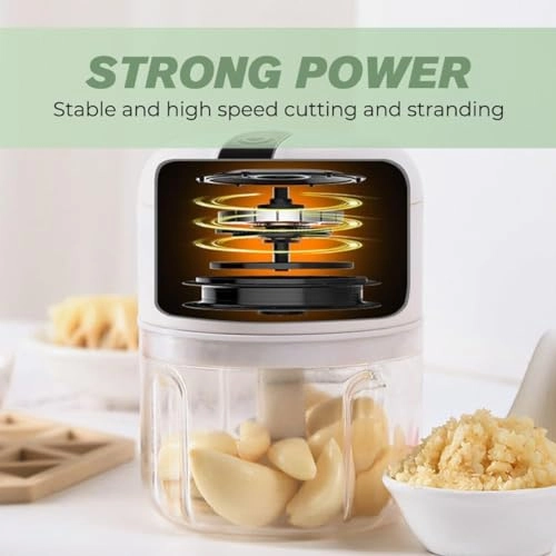 Garlic Chopper - Rechargeable USB 304 Stainless Steel Blade