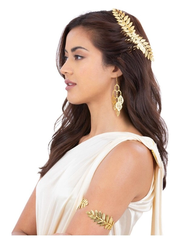 Party Zone Grecian Gold Leaf Jewellery Kit - hair slide earrings arm cuff