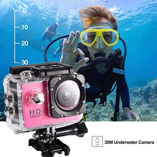 Action Camera Mini DV Sports Camera Waterproof Outdoor 30M Underwater Camera Cycling Sports DV Action Camera Camcorder For Outdoor Hiking Swimming Skiing(Gold)