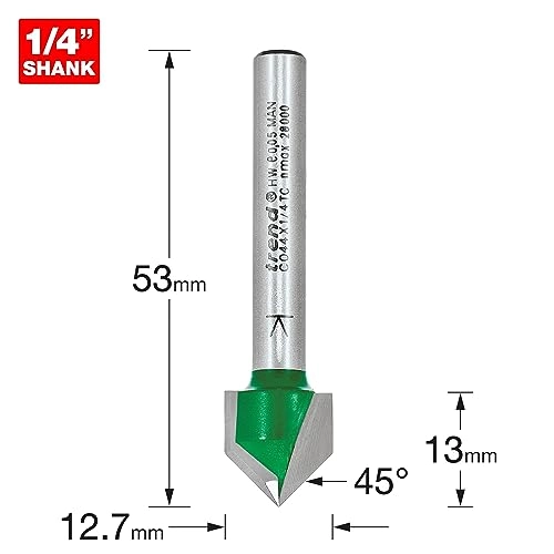 Two Flute Chamfer Router Bit - 1/2 Inch 1/4 Inch