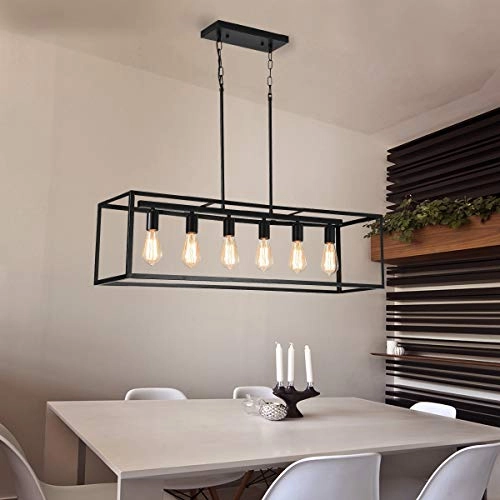 6 Light Rectangle Chandelier - Dimmable