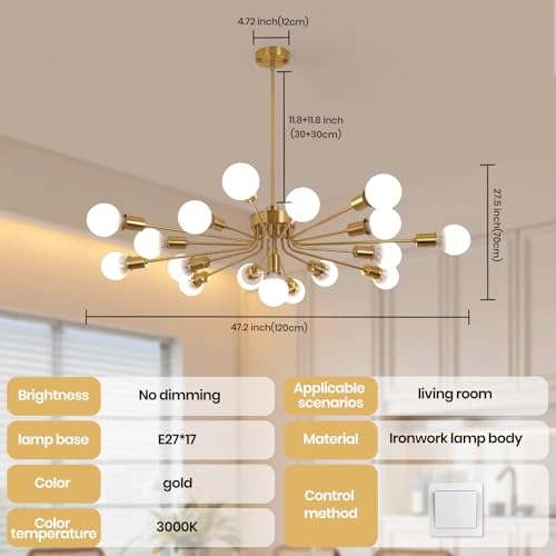 Sputnik Pendant Chandelier - Dimmable