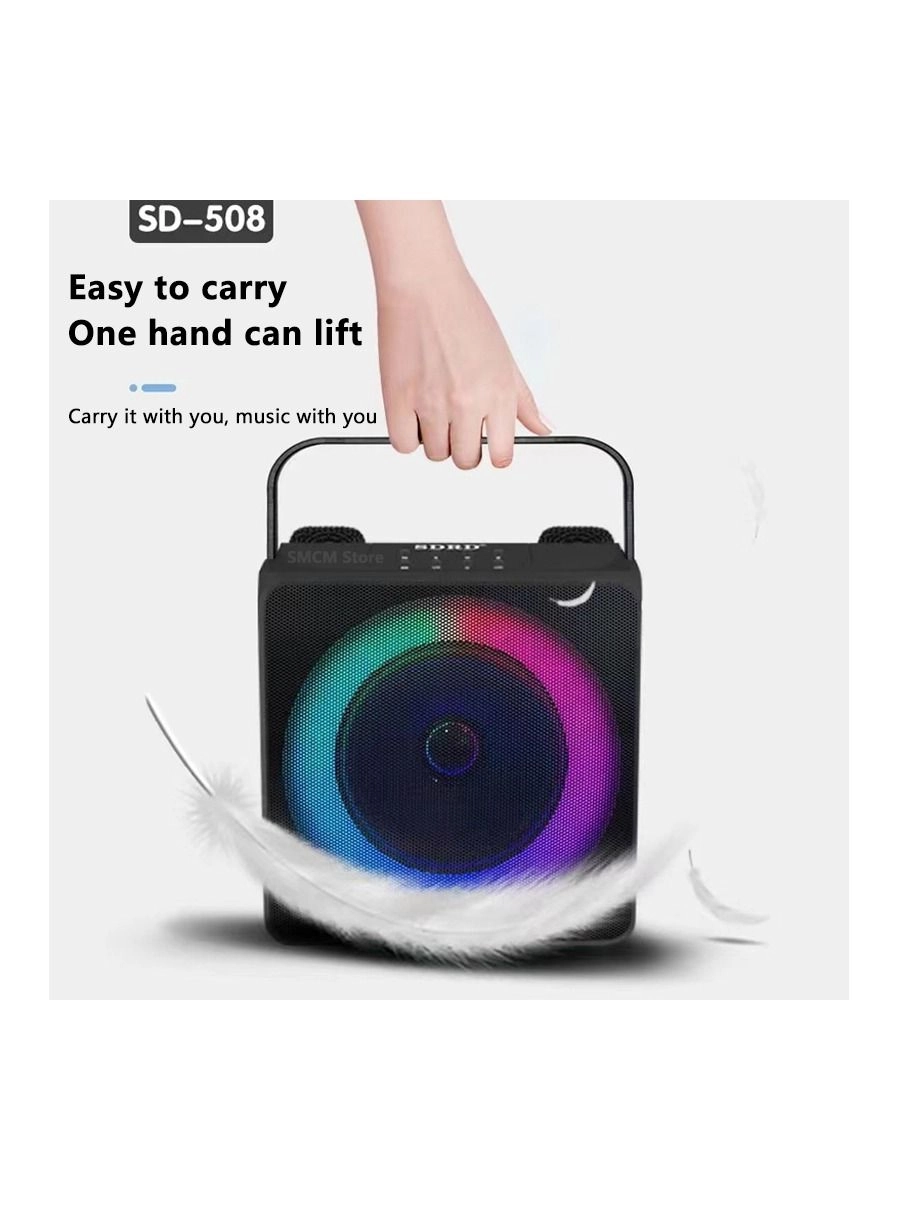 SD-508 - Mini Karaoke Bluetooth Speaker LED Lights Built-In Microphone