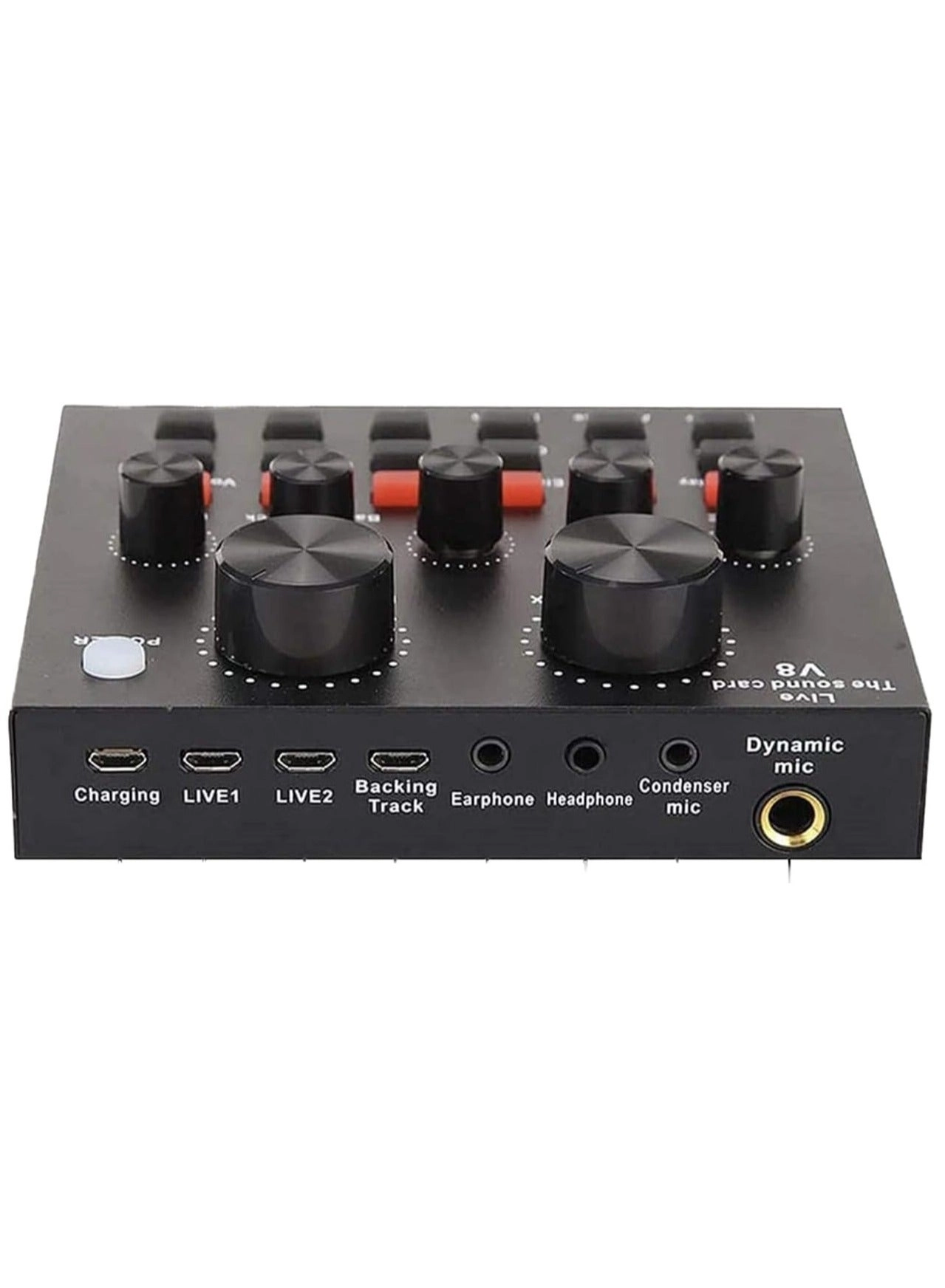 Condenser Microphone + V8S Live Sound Card Wireless+USB+3.5mm-Mini-Jack Microphone