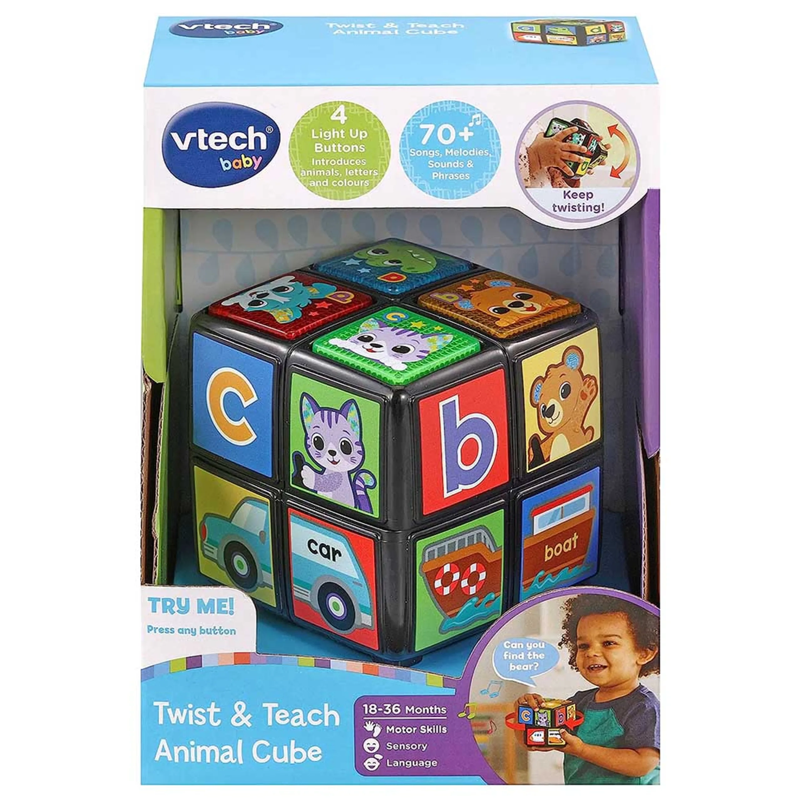 Baby Twist & Teach Animal Cube - Suitable for 18 months & above