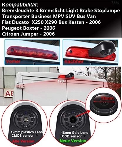 Rear View Mirror Monitor - 4.3 Inch Wired + Brake Light Camera - 1280 x 720 Night vision