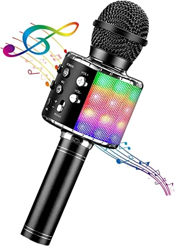 Karaoke Kids Microphone - 5 in 1 Wireless Bluetooth Black