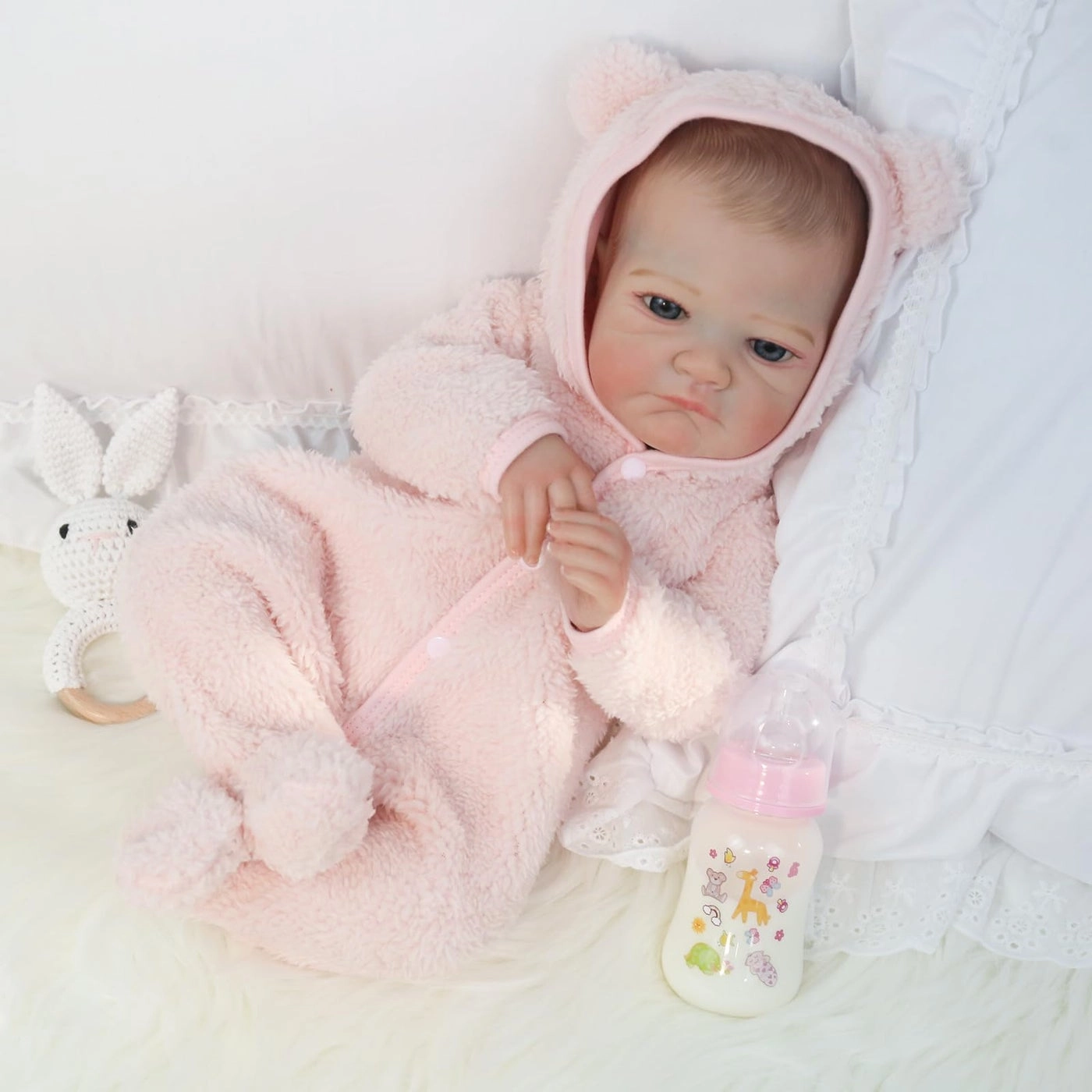 Reborn Baby Doll - 20 Inch Open Eyes Pink Plush Outfit Ages 3+