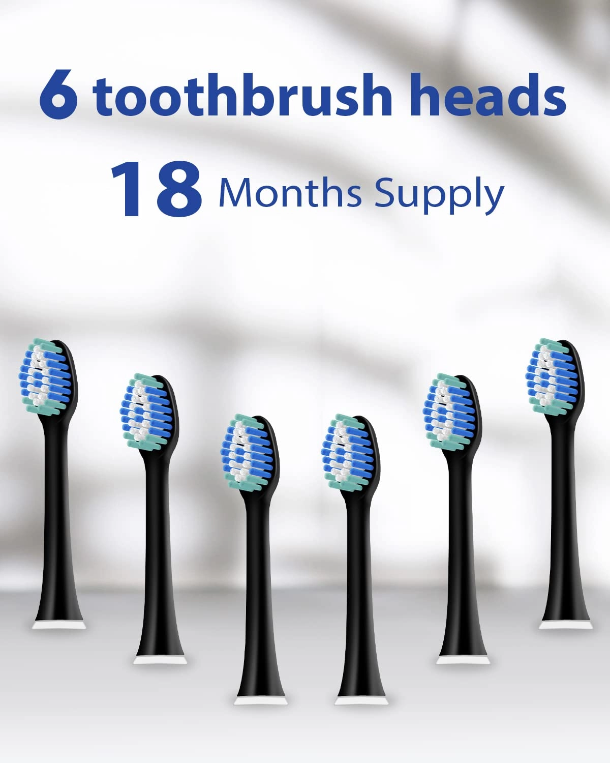 Electric Toothbrush Replacement Heads - 6 Packs Black