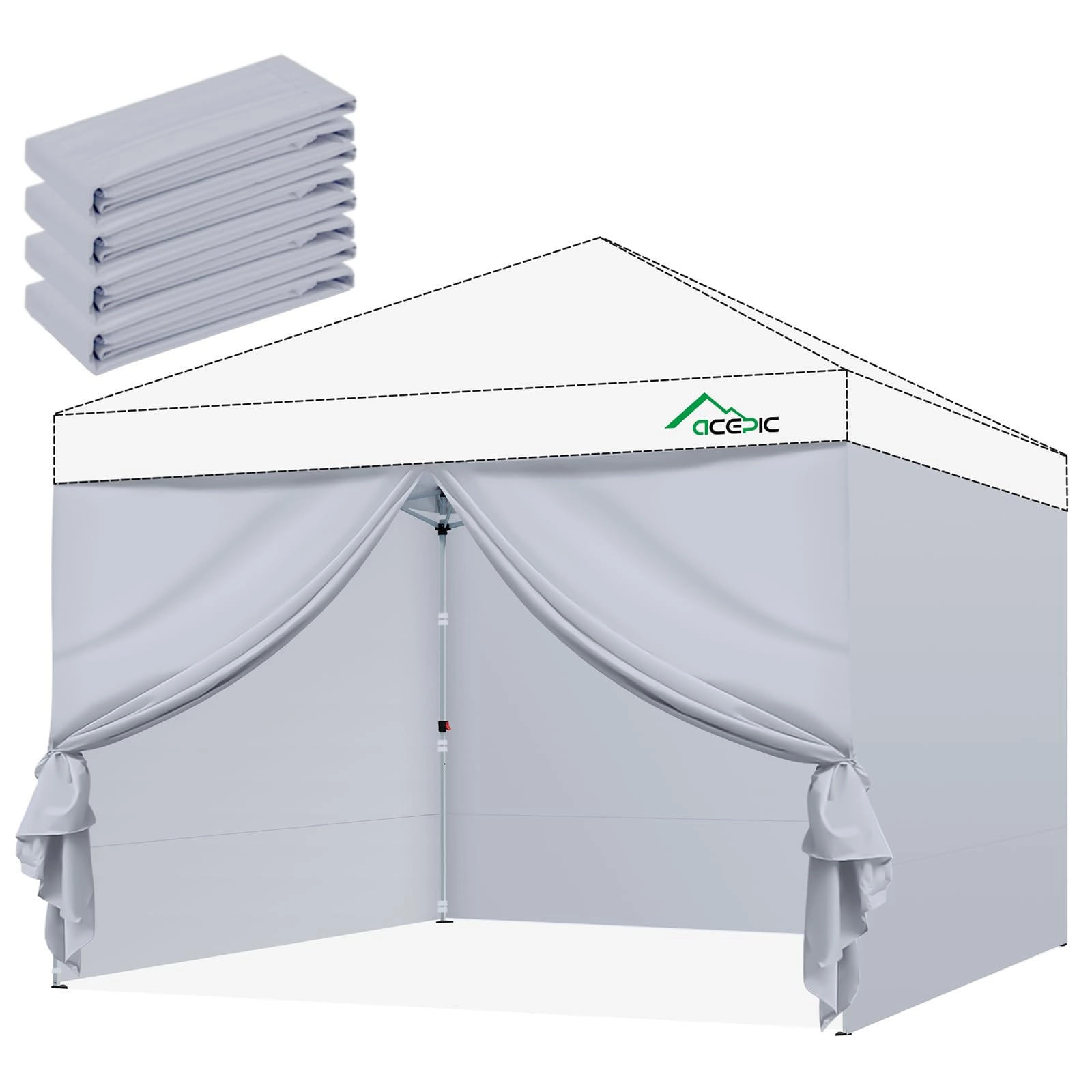 Acepic Instant Canopy Tent Sidewalls - 10x10 4 Piece 210D Waterproof