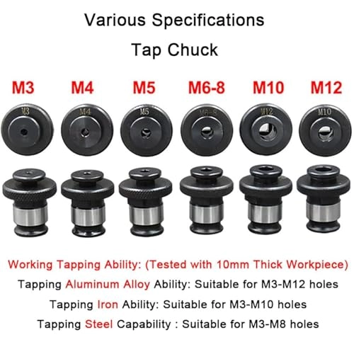 Pneumatic Tapping Machine - 6 Self-Locking Chucks (M3-M12) 700-2000RPM